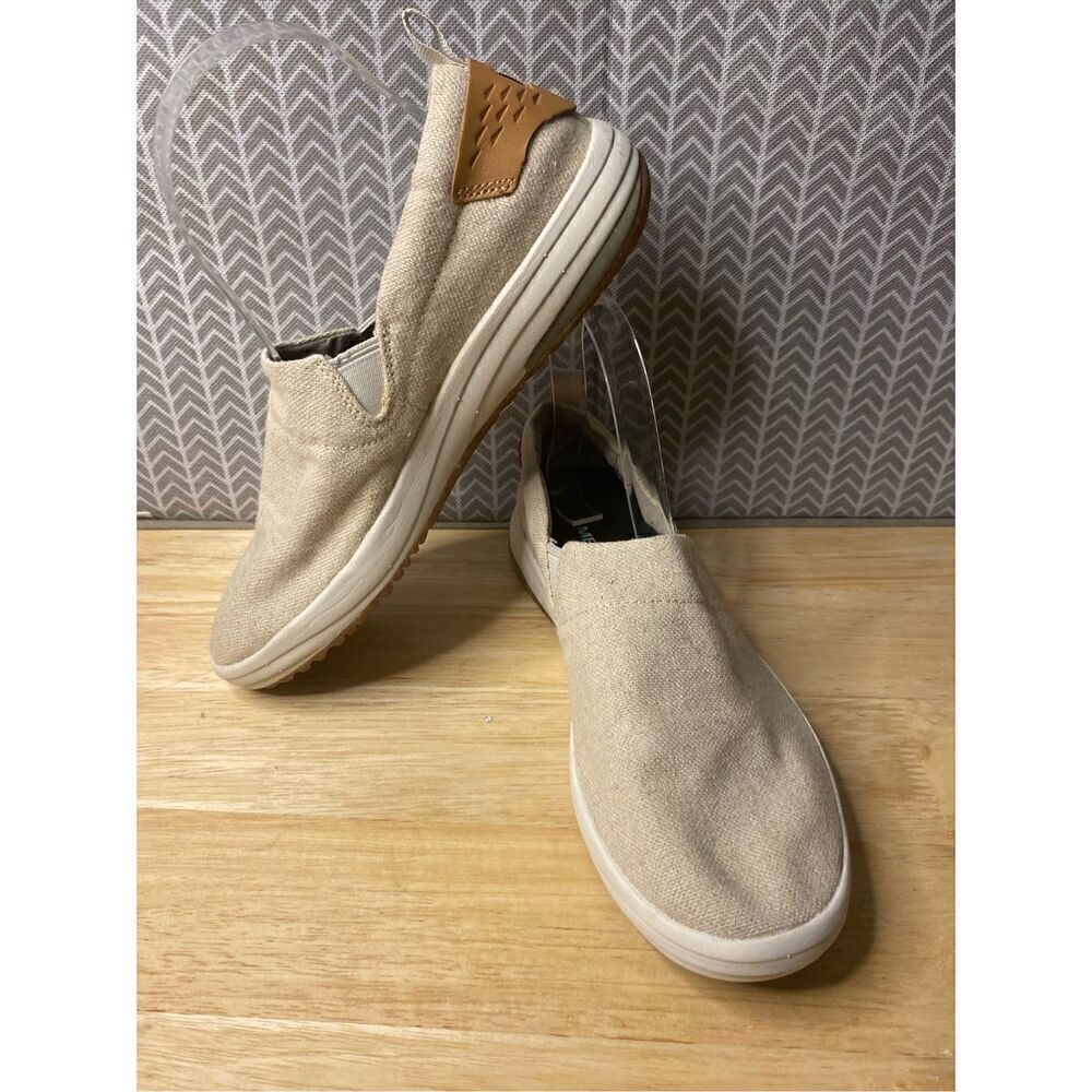 ✅Merrell Gridway Moc Canvas slip on tan sneakers